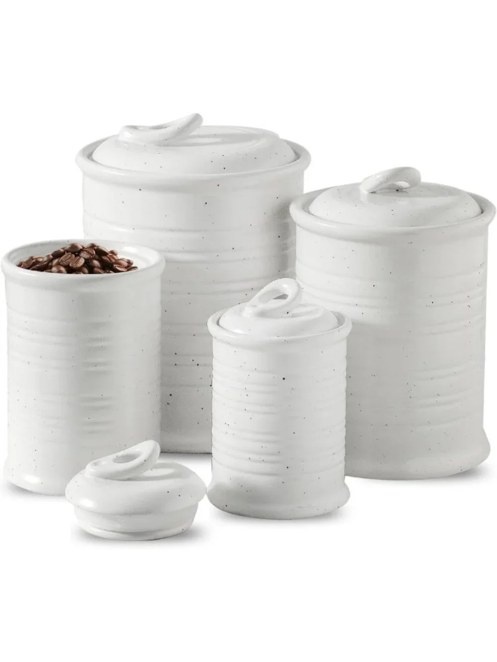 Ceramic Food Storage Jar Set of 4 | Kitchen Canisters for Dry Goods & Pantry